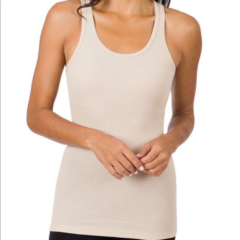 Cotton Sand Beige Racerback Tank Top